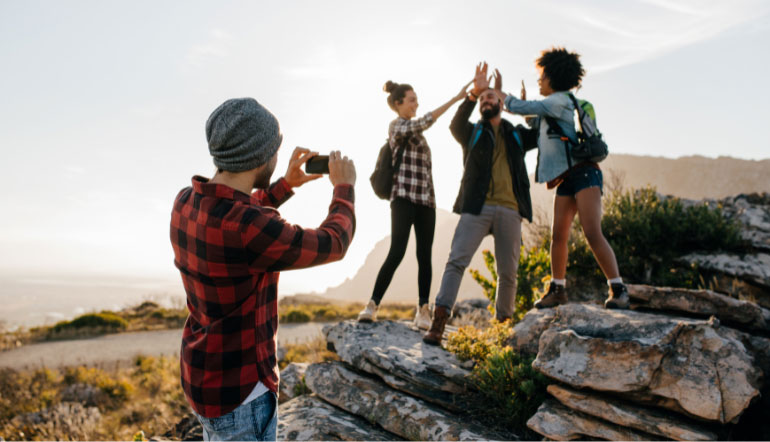 group of people taking photos