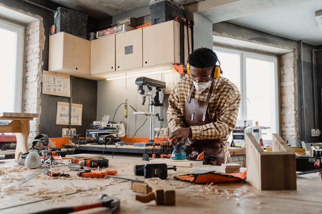 man in a woodworking studio