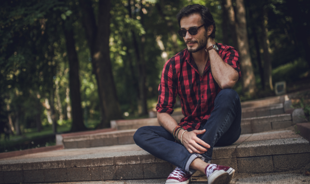 man wearing a shade