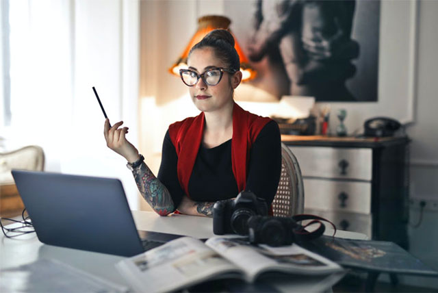 woman working on her editing project