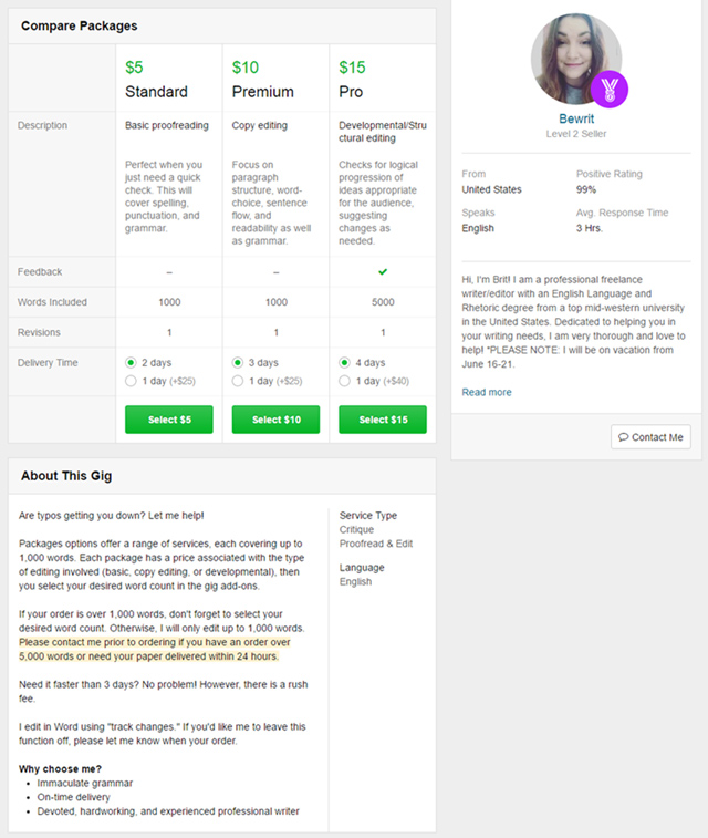 bewrit Upwork profile