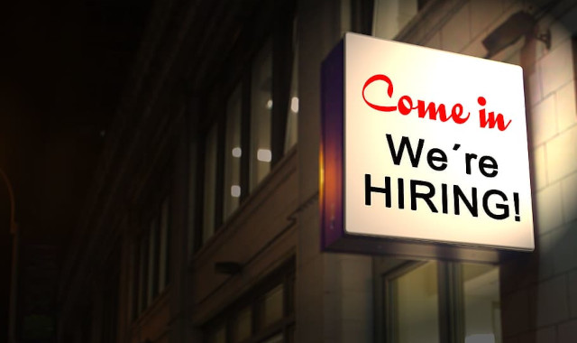 we’re hiring sign board