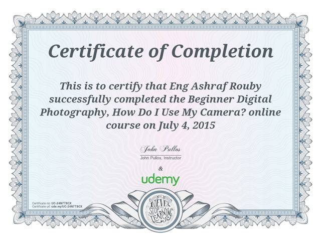 Udemy certificate of completion