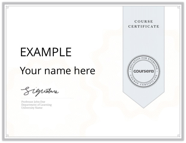 Sample Coursera certificate