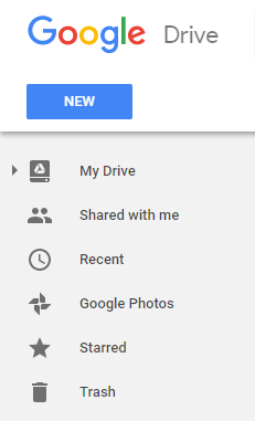 Google Drive menu