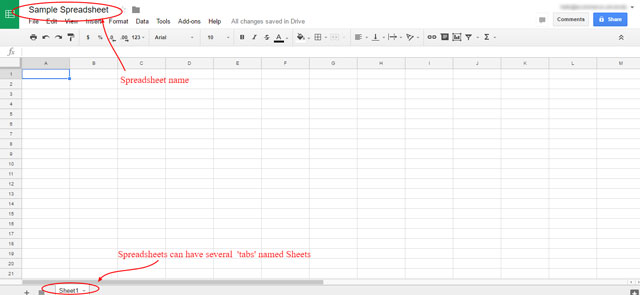 sample Google spreadsheet
