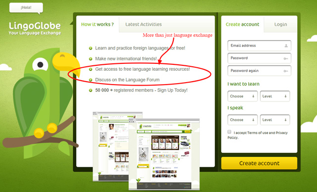 Lingoglobe registration form