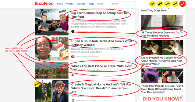 screenshot of BuzzFeed blog posts
