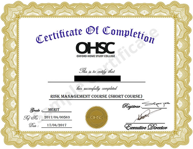 sample OHSC certificate