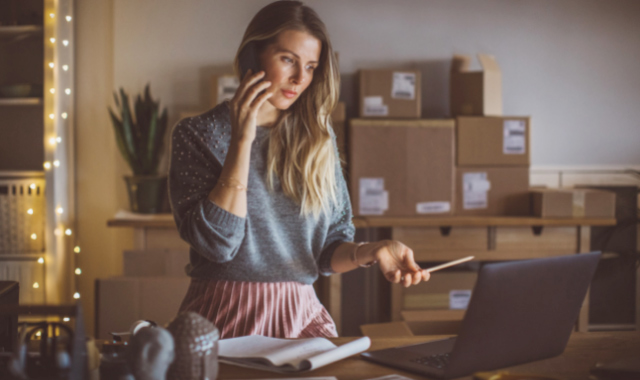 woman making calls