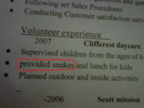 incorrect spelling in curriculum vitae