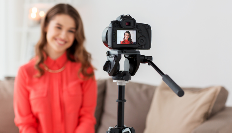 woman recording video