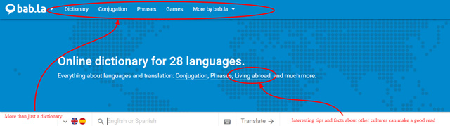 screenshot of BabLa's homepage