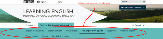 screenshot of The English We Speak homepage
