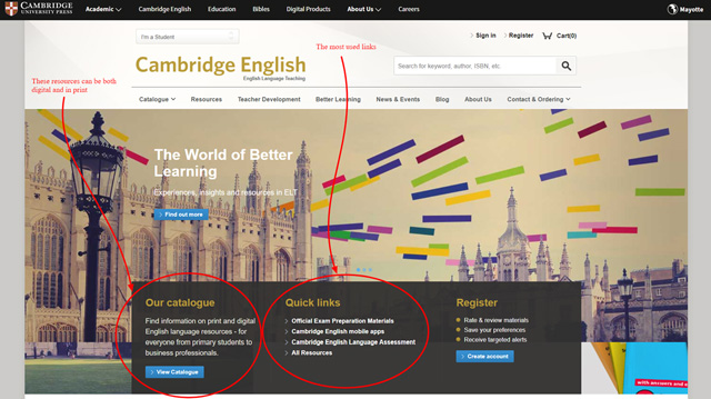 screenshot of Cambridge homepage