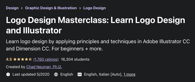 Udemy’s Logo Design Masterclass sign-up page