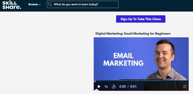 video from Skillshare's email marketing class