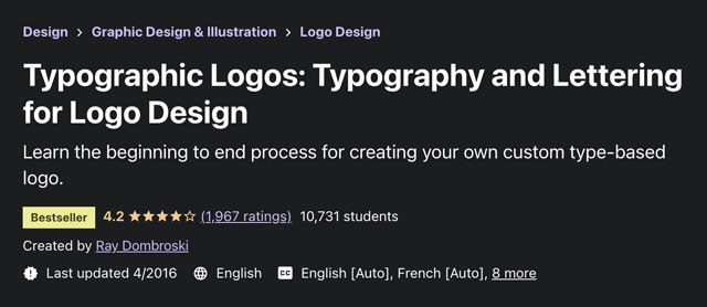 Udemy’s Typographic Logos course sign-up page