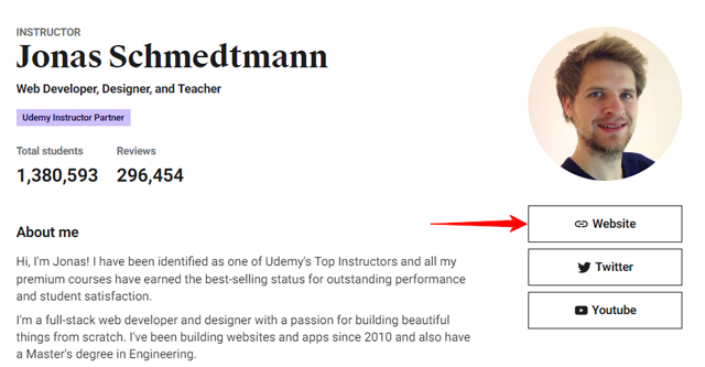 Udemy instructor profile