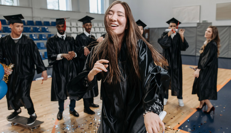 woman in graduation gown
