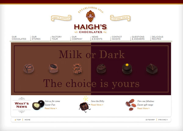 Haigh’s Chocolates website