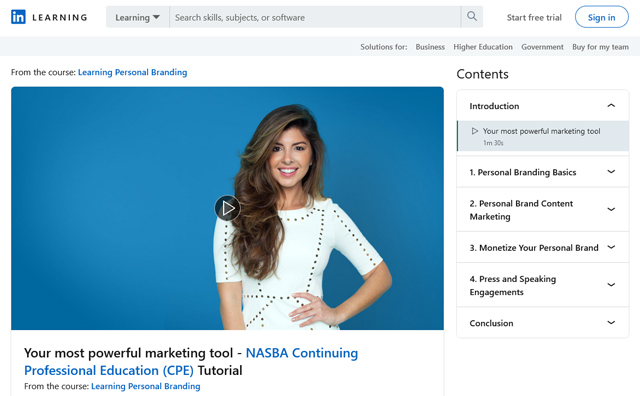 LinkedIn’s course on learning personal branding