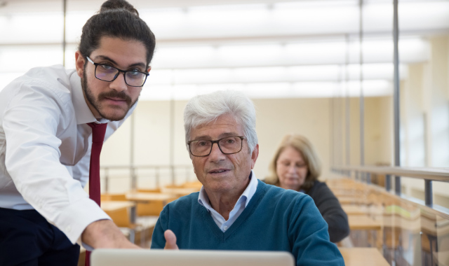 teaching computer skills to a senior