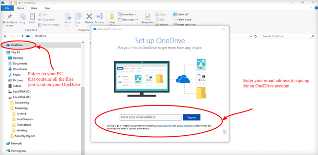 set up onedrive