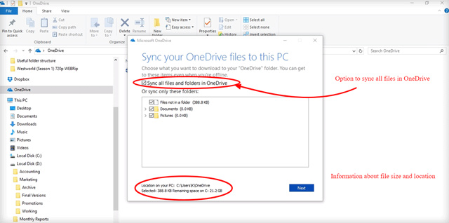 set up onedrive