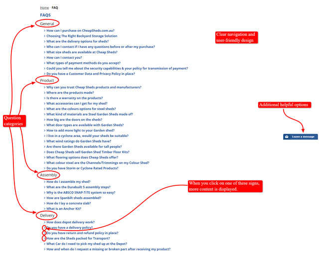 cheapsheds faq page
