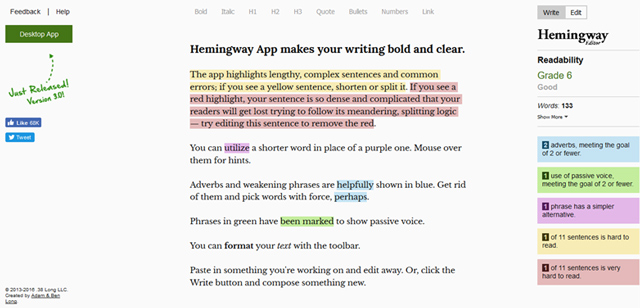 Hemingway App makes your writing bold and clear