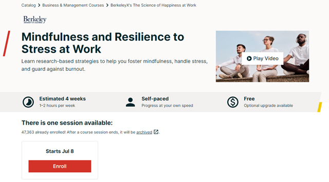 Mindfulness and Resilience to Stress at Work by edX