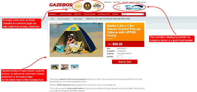 good examples from Gazebos Australia product features