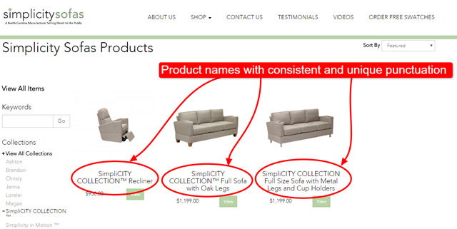 variety of sofa products