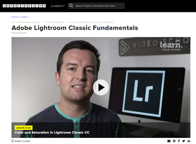 Adobe Lightroom Classic Fundamentals course page