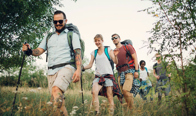 group of people hiking