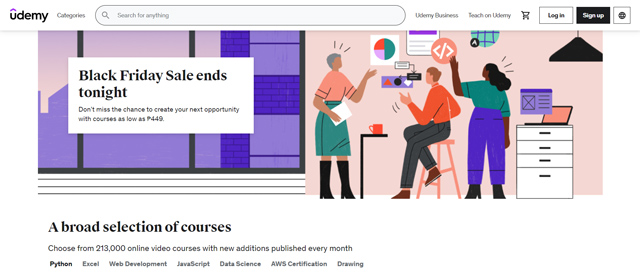 screenshot of Udemy website