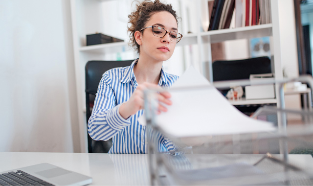 woman organizing files