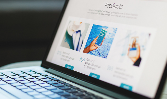 ecommerce product page on laptop screen