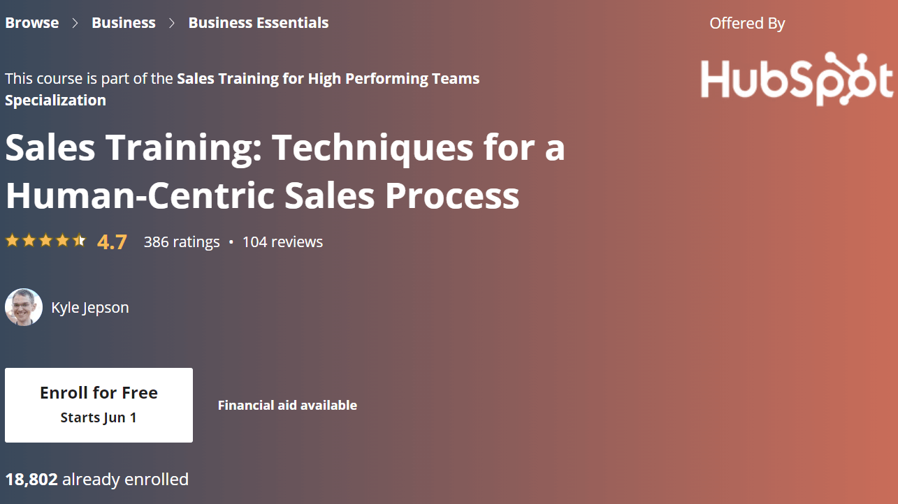 Coursera human-centric sales training