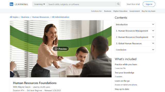 Human Resources Foundations course
