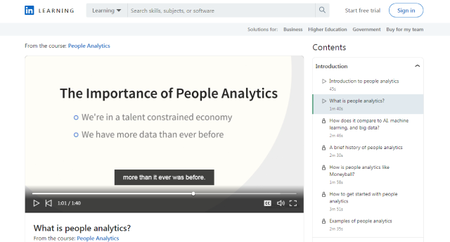 People Analytics LinkedIn Learning course
