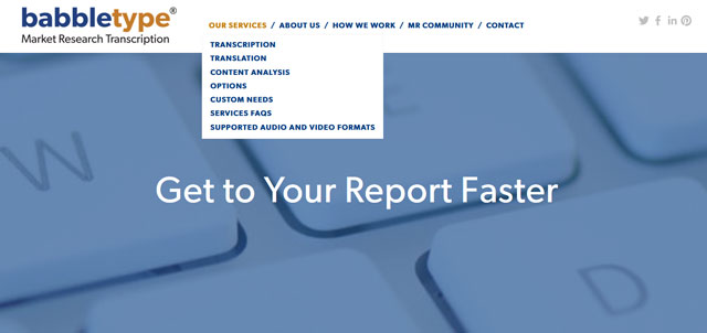 screenshot of babbletype.com service page