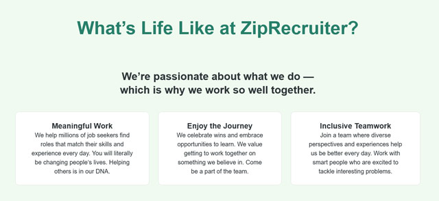 screenshot ziprecruiter.com about page
