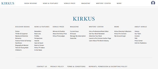 screenshot of kirkusreviews.com service page