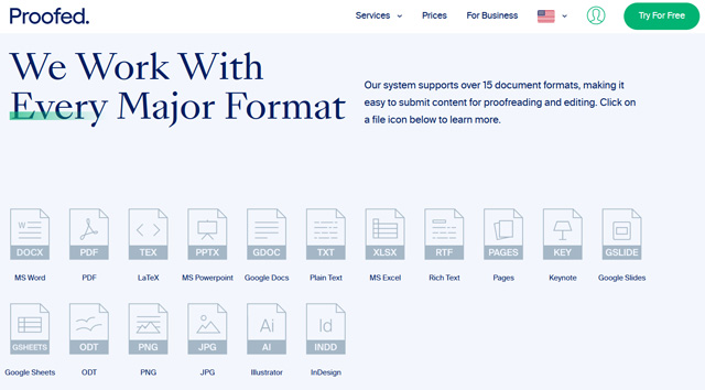 screenshot of proofed.com service page
