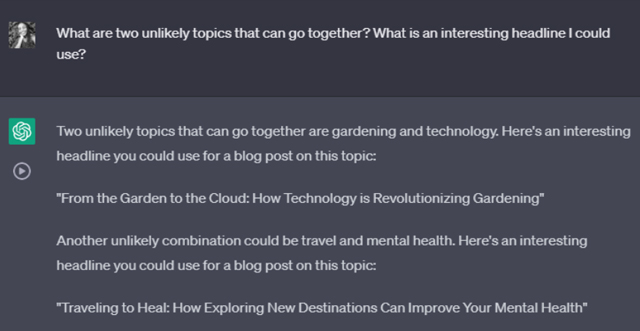 ChatGPT connects two unlikely ideas to create a unique blog topic