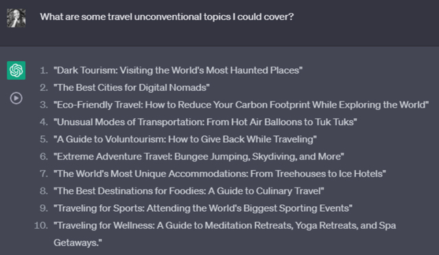 more unconventional blog topics from ChatGPT