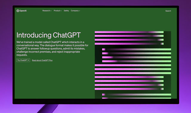 introducing ChatGPT web page on a display screen