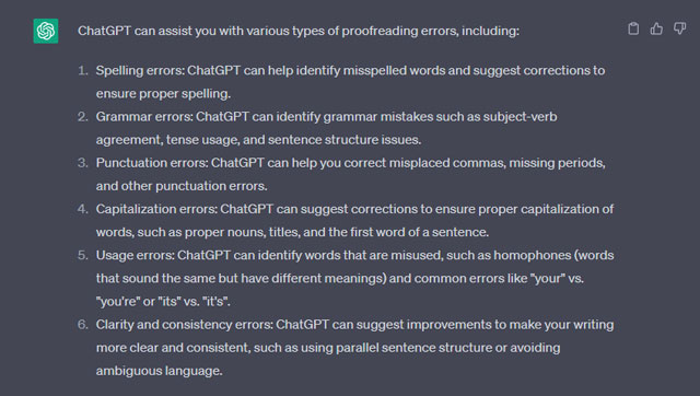 proofreading errors that ChatGPT can adjust